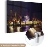 MuchoWow® Glasschilderij 120x80 cm - Schilderij acrylglas - Licht - Maastricht - Kerst - Foto op glas - Schilderijen