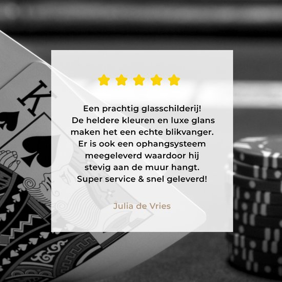 Peinture sur verre - Vue rapprochée du jeu de poker - noir et blanc - 60x40 cm - Peintures sur Verre Peintures - Photo sur Glas