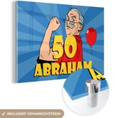 MuchoWow® Glasschilderij 30x20 cm - Schilderij acrylglas - Man - Verjaardag - 50 jaar Abraham - Foto op glas - Schilderijen