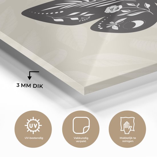 Peinture sur verre - Bienvenue à la maison - Papillon - Zwart - 20x30 cm - Peintures Plexiglas