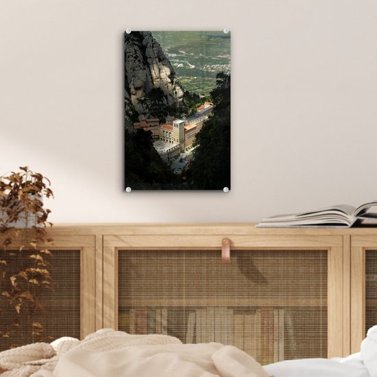 Monastère de Montserrat entre les montagnes Glas 20x30 cm - petit - Tirage photo sur Glas (décoration murale en plexiglas)