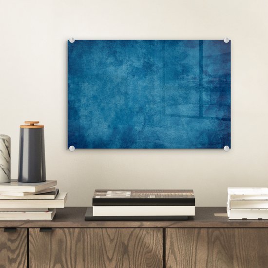 MuchoWow® Peinture sur verre - Béton - Blauw - Vintage - Structure - Industriel - 30x20 cm - Peintures sur verre acrylique - Photo sur Glas