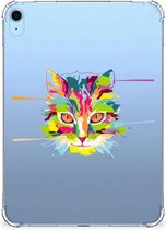 Hoes iPad (2022) 10.9 Tablet Siliconen Backcover Cat Color met transparant zijkanten