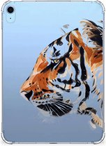 Hoes iPad (2022) 10.9 Siliconen Cover Ontwerpen Tiger met transparant zijkanten