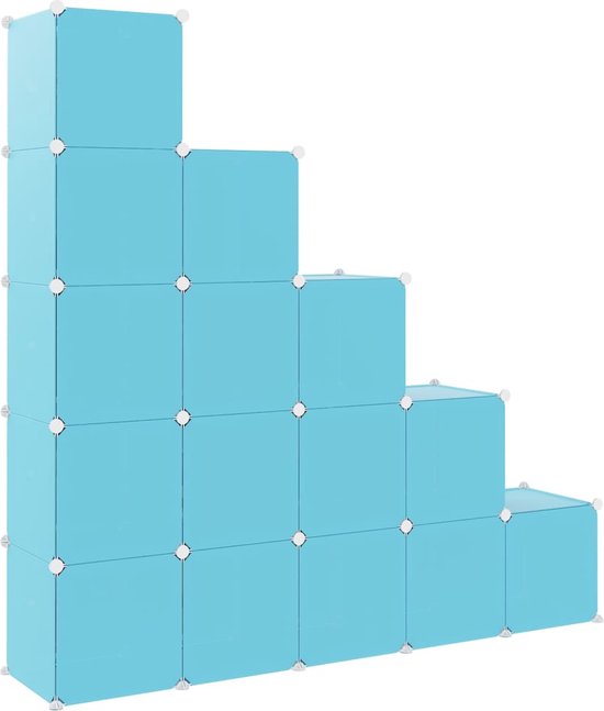 Etagère cube à 15 compartiments avec portes en polypropylène 155