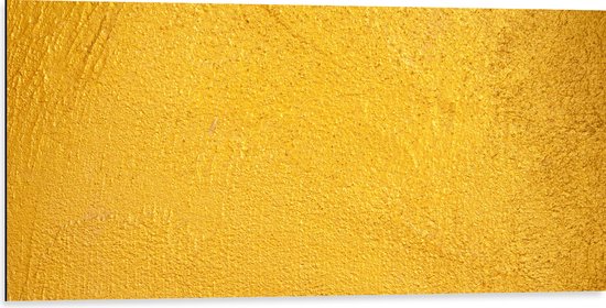 Dibond - Bobbel Textuur op Gele Muur - 100x50 cm Foto op Aluminium (Met Ophangsysteem)