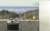 Fotobehang keuken - Keuken achterwand behang - Waterafstotend - Uitzicht op het strand, en de zee - 200x70 cm - Keukenwand - Decoratie - Souvenirs from the sea