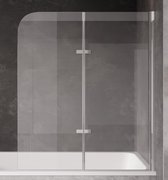 Badplaats Badwand Austin 110 cm x 140 cm - Chrome - Pare-baignoire Pivotant épaisseur 5 mm - Verre de sécurité et Anti-calcaire