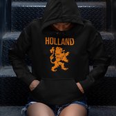 Zwarte Koningsdag Hoodie Holland Leeuw In Oranje - Maat XXL - Uniseks Pasvorm - Oranje Feestkleding