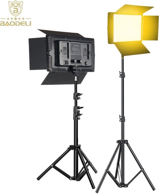 Foto: Baodeli u600 led lamp studiolamp studio belichting fotografie accessoires 600 leds 2 meter statief met 2 batterijen staande lampen