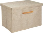 Opbergbox - kledingkastorganizer - voor slaapkamers en thuis - stapelbaar/met deksel en handvatten - KAKI - per 2 stuks verpakt