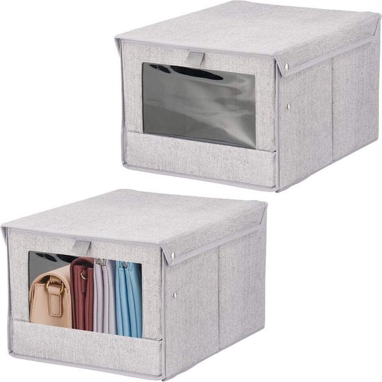 Kallax box, opbergdoos 33 x 33 x 33, grijs/roze vilten doos, set van 2 vilten manden, rekmand, 100% gerecyclede opbergdoos