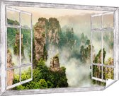 Gards Tuinposter Doorkijk Zhangjiajie Klif Bergen in China - 180x120 cm - Tuindoek - Tuindecoratie - Wanddecoratie buiten - Tuinschilderij
