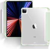 Mobiq - Tri-Fold Clear Back Case geschikt voor iPad Pro 11 (2022/2021/2020) - lichtgroen/transparant