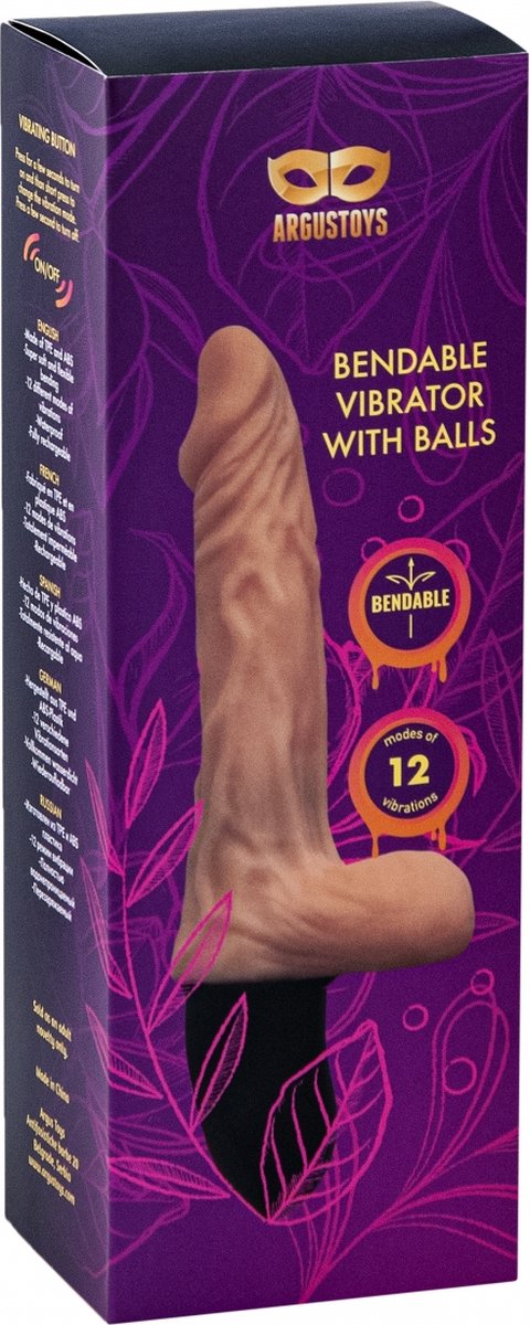 Goedkoopste Argus Buigzame Realistische Vibrator Met Balzak - 24 Cm - 12 Funktie - at 1074