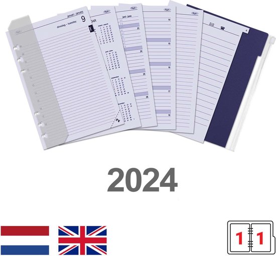 Kalpa 630124 A5 6 Ring Agenda Planner Vulling 1 Dag per Pagina