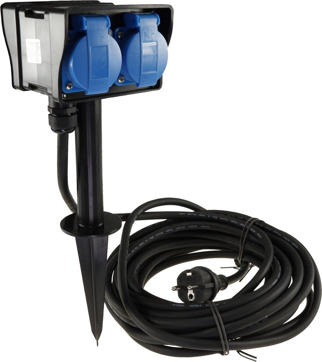 Buitenstopcontact met grondpin Tuinpaal met stopcontact 4voudig Tuinstopcontact...