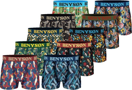Benyson boxer shorts men - sous-vêtements hommes 10-pack viscose taille M