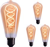 CROWN LED 3 x Edisonlamp E27 fitting, dimbaar, 4W, 2200K, Warm Wit, 230V, EL17, Antieke Filament Lamp in Retro Vintage Look