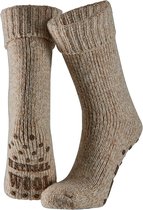 Apollo | Wollen Huissok heren | Beige | Maat 39/42 | Huissokken heren | Fluffy sokken | Slofsokken | Huissokken anti slip | Warme sokken | Winter sokken