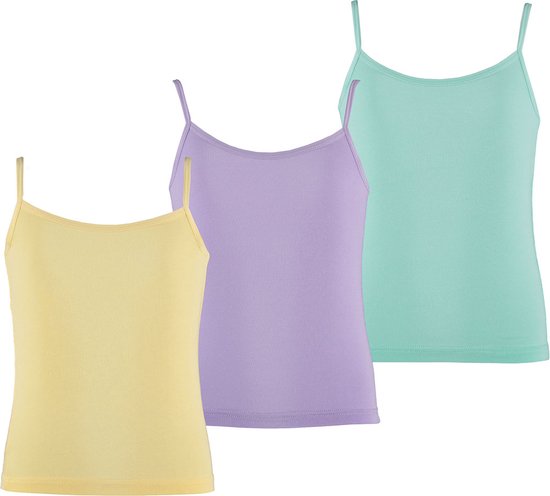 Apollo - Bamboe Meisjes Hemd - Multi Pastel - 3-Pak - Maat 134/140 - Kinderkleding meisjes - Hemd meisjes - Onderhemd meisjes