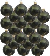 18x Donkergroene glazen kerstballen 6 cm - Glans/glanzende - Kerstboomversiering donkergroen