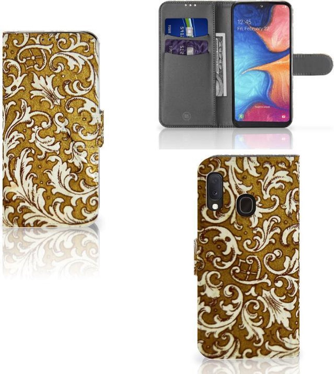 Wallet Case Samsung Galaxy A20e Barok Goud