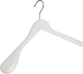 De Kledinghanger Gigant - 12 x Mantel / kostuumhanger lotushout wit gelakt met schouderverbreding, 44 cm