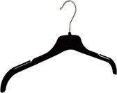 De Kledinghanger Gigant - 10 x Blouse / shirthanger kunststof velours zwart met rokinkepingen, 41 cm