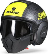 Shark Street Drak Tribute Rm Ayk Mat Antraciet Geel Zwart Jethelm - Motorhelm - Maat S