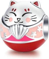 Zilveren bedel Maneki kat