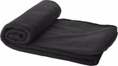 2x Fleece deken zwart 150 x 120 cm - reisdeken met tasje