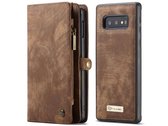 CASEME Samsung Galaxy S10e Luxe Leren Portemonnee Hoesje - met backcover (bruin)