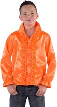 100% NL & Oranje Kostuum | Niet Hakken Maar Dansen Ruches Blouse Oranje Jongen | Maat 140 | Carnaval kostuum | Verkleedkleding