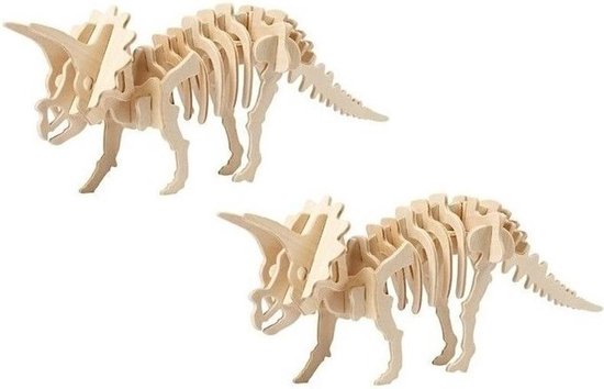 Op grote schaal Gooey Slaapzaal 2x Bouwpakket hout Triceratops dinosaurus - 3D puzzel dino speelgoed |  bol.com
