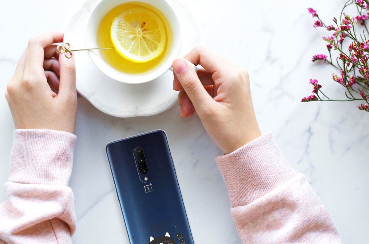 TPU Hoesje voor OnePlus 7 Pro Telefoonhoesje met Naam Cat Good Day