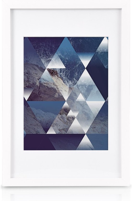bomoe Ocean Set van 12 Fotolijsten Houten Picture Frames – 12 x 13x18cm – Kunststof glas Fotolijst van Hout - Metalen Ophanging - Standaard & Passepartout - EikenHout