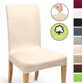 Beautissu Katoenen stoelhoes stretch Mia - 35-50 cm stretch hoezen voor stoelen - hoes stoelbekleding bi-elastische hoes - Öko-Tex & wasbaar - Sand