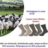 6 paar Lams Wollen Sokken in verschillende kleuren | Maat 35-38