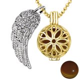 Quiges Engelenroeper 18mm Bolhouder met Ketting 90cm en Bolletje - Dames - Goudkleurig Bloem - EBS18150