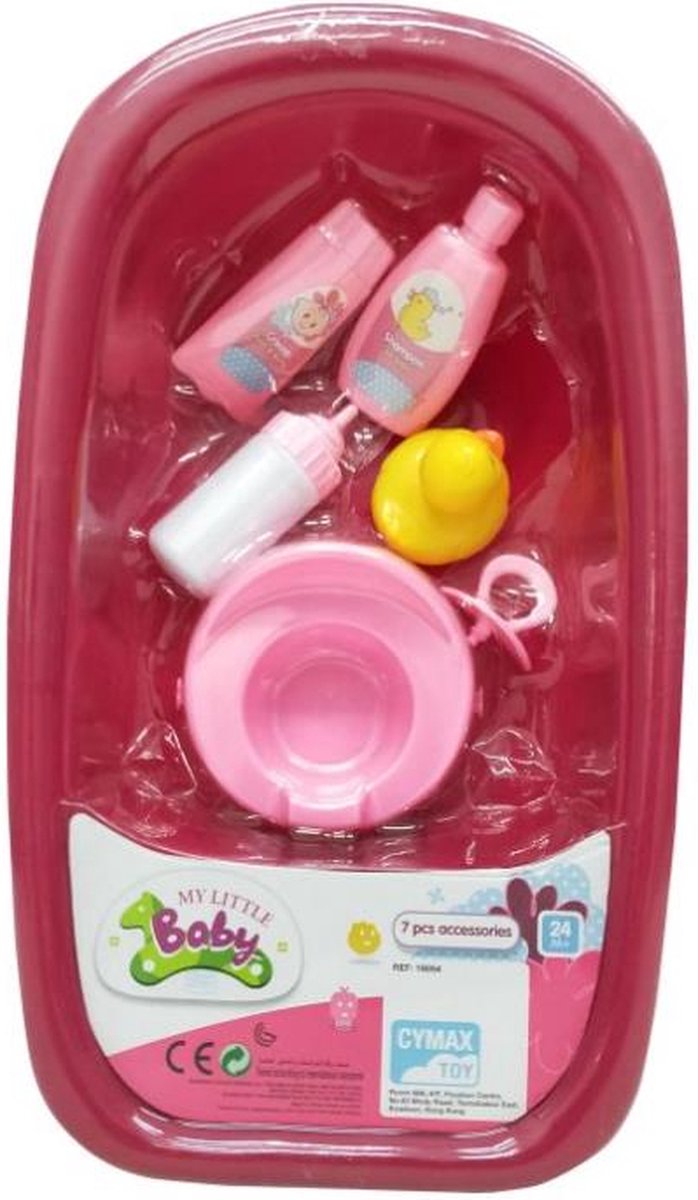 Amuuso poppen badje - voor babypoppen van 30-33 cm - inclusief 6 accessoires afbeelding