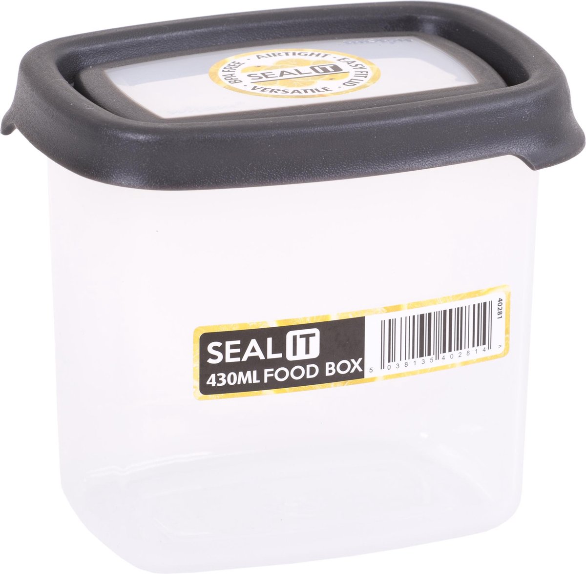 Wham Seal It Vershouddoos - Rechthoekig - 430 ml. - Set van 4 Stuks - Grijs