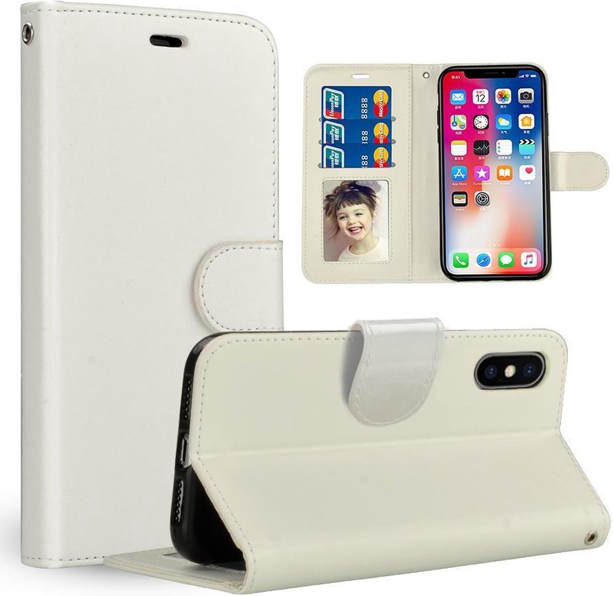 Chique Lederen hybride telefoon hoesje voor iPhone XR | Wit