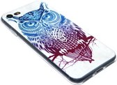 Blauwrood uilen siliconen hoesje Geschikt Voor iPhone SE (2020)/ 8/ 7