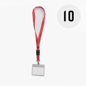 Rood keycord met badge-/pashouder, per 10 stuks
