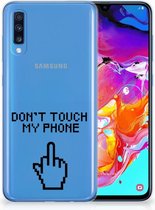 Coque Téléphone pour Samsung Galaxy A70 Housse en Cuir Etui de Protection Finger Do Not Touch My Phone