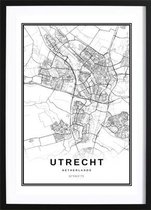 Utrecht Stadskaart Poster (50x70cm) - Wallified - Steden - Poster - Zwart Wit - Print - Amsterdam - Rotterdam - Utrecht - Den-Haag - Wall-Art - Woondecoratie - Kunst - Posters