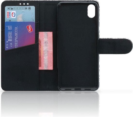 Portefeuille Xiaomi Redmi 7A Etui pour Téléphone Fleurs Noires