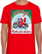 Fout Kerstshirt / t-shirt - MC Santa north pole division -  motorliefhebber / motorrijder / motor fan rood voor heren - kerstkleding / kerst outfit S