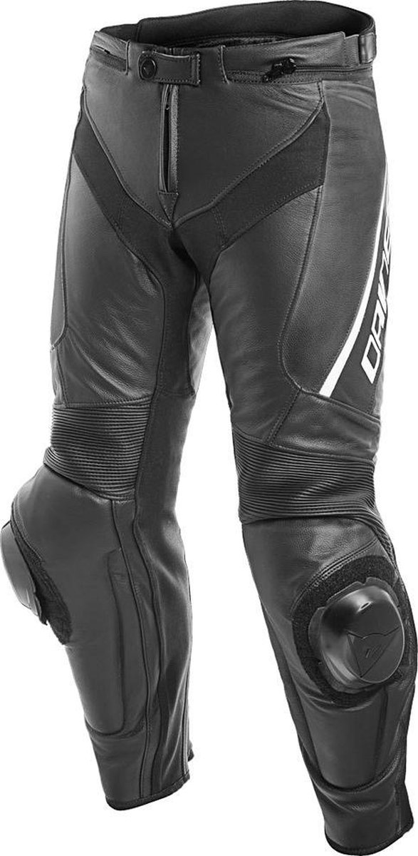 Dainese Delta 3 S/T Black Black White Leather Motorcycle Pants 28